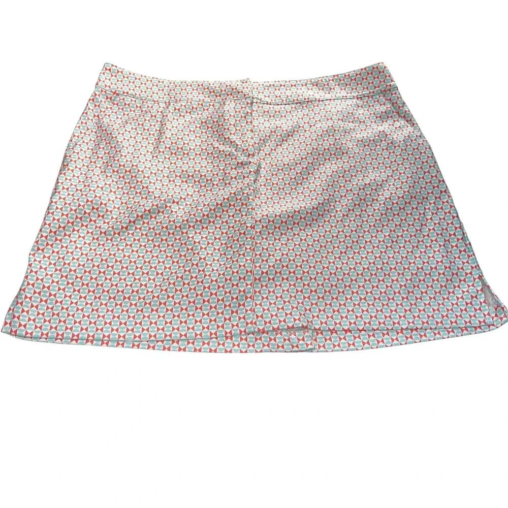IZOD Coral & Mint Green Geometric Print Golf Skort‎ Women's Size 14 Summer
